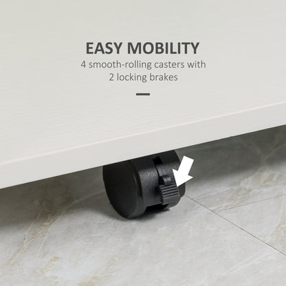 Multi-Storage Compact Work Desk, with Wheels - White