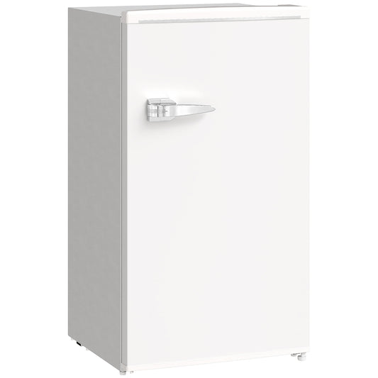 Under Counter Fridge, 85L Small Retro Vintage Style Refrigerator with Chiller Box, Adjustable Thermostat, Glass Shelves, White