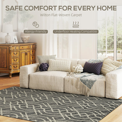 UV Resistant Indoor & Outdoor Area Rug, Easy-Cleaning Machine Washable Rug with Geometric Pattern for Patio, Garden, Kitchen, Bathroom or Living Room, 230 x 160 cm, Grey