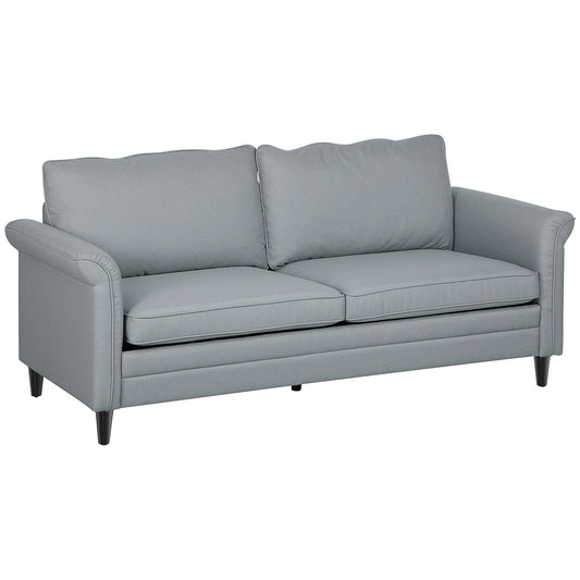 3 Seater Sofa, Modern Fabric Sofa Couch with Spring Cushion, Rubber Wood Legs, 191cm Upholstered Settee for Living Room, Bedroom, Home Office
