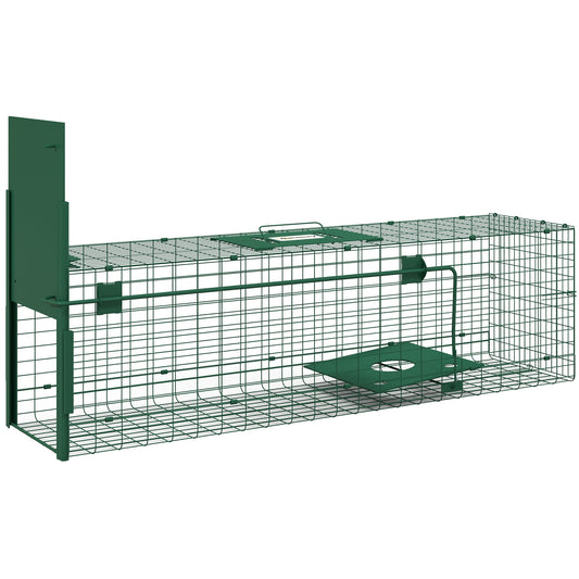 Single Door Humane Rat Trap for Small Animals, Metal Outdoor and Indoor Squirrel Trap for Mice, Cats, Rabbits, 100 X 25 X 28cm, Dark Green