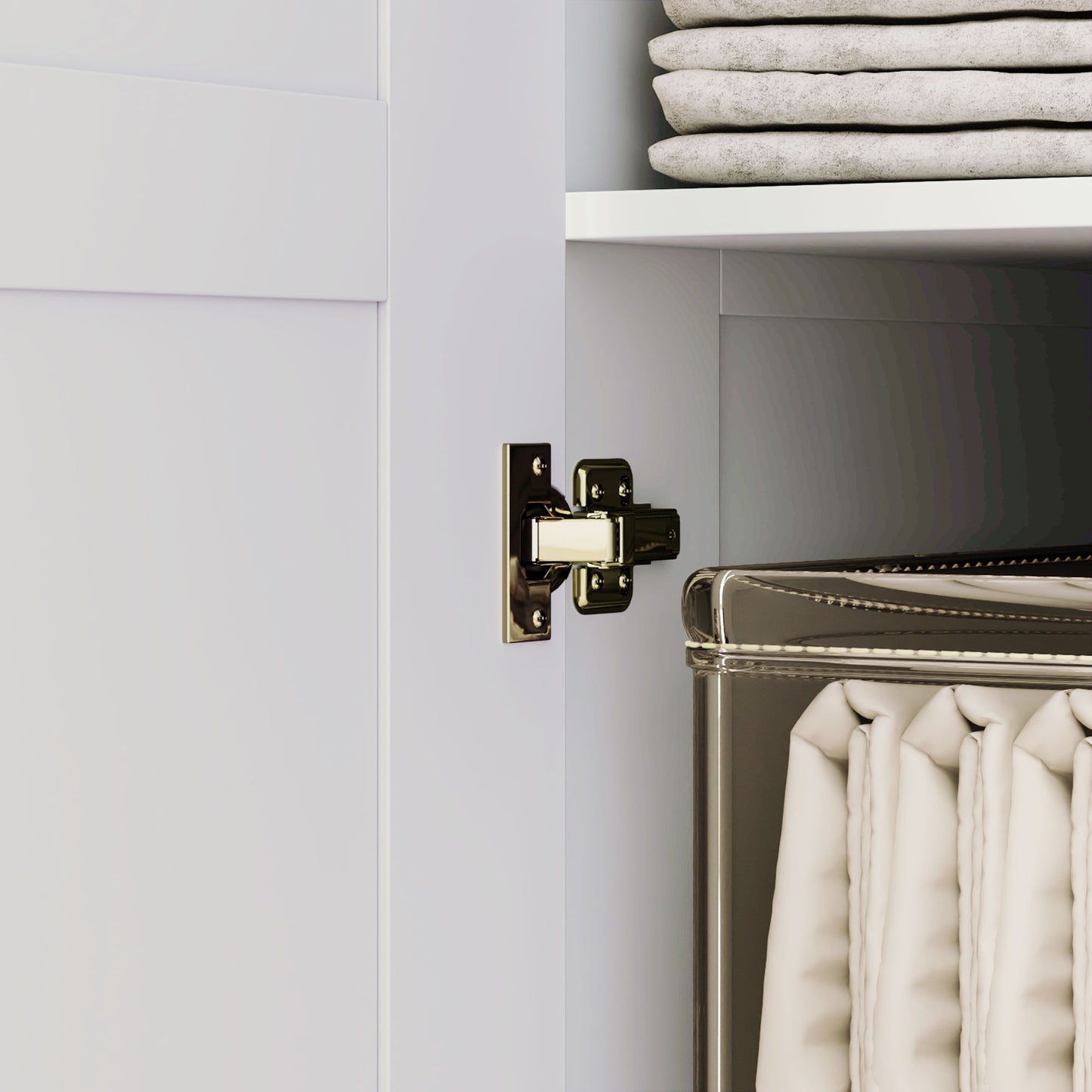 Double Paneled Door Wardrobe, with Shelves - White