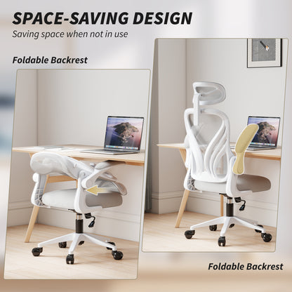 Ergonomic Office Chair with Foldable Backrest, 2D Headrest - Light Grey