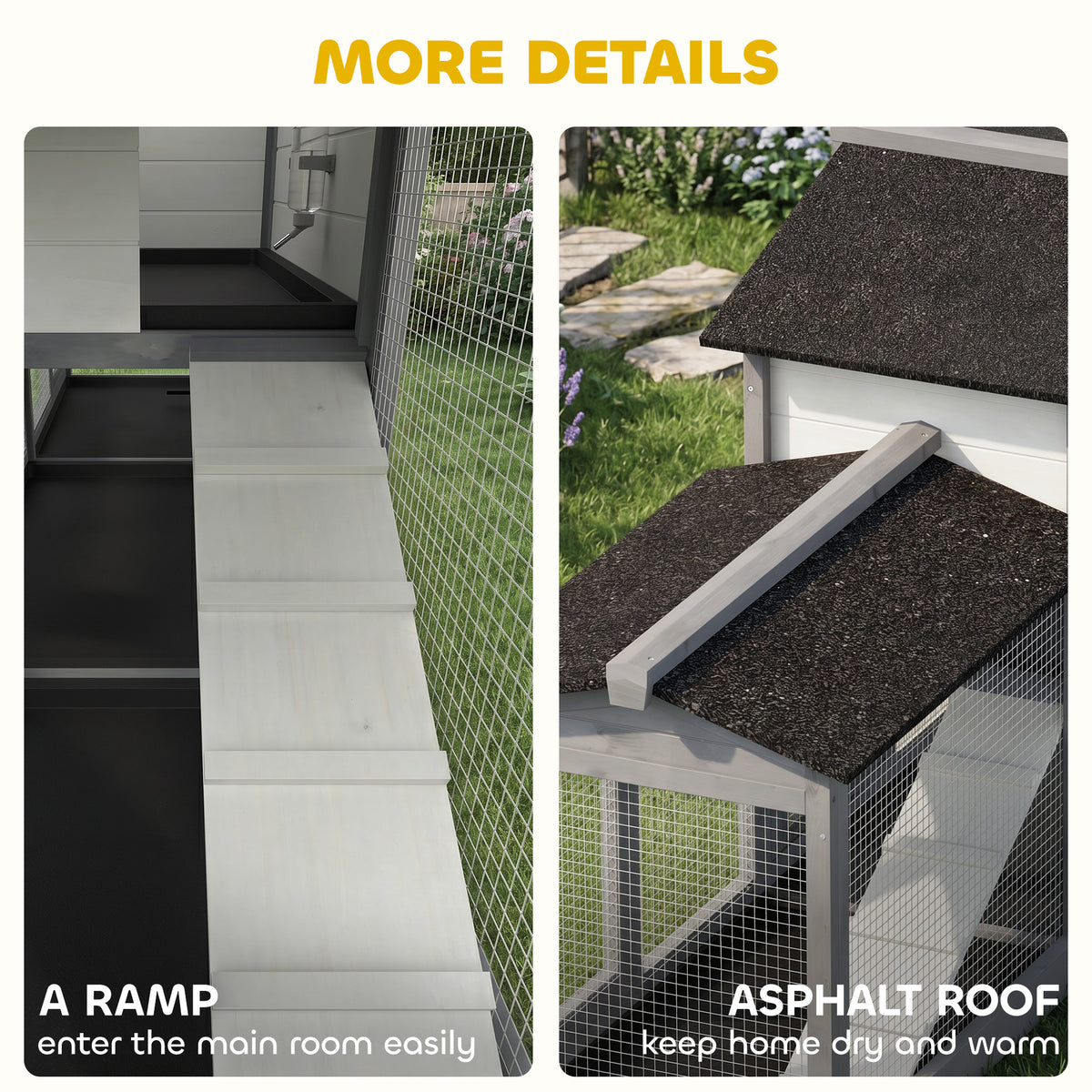 2-Tier Large Rabbit Hutch | Outdoor | Double Side Run Boxes | No-Leak Tray | Ramp | 230cm | Light Grey