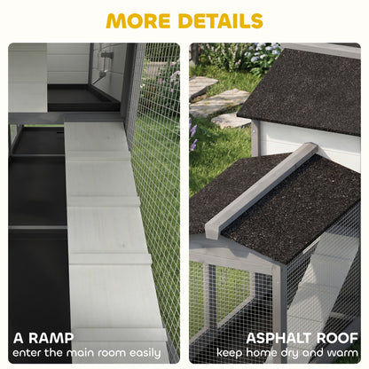 2-Tier Large Rabbit Hutch | Outdoor | Double Side Run Boxes | No-Leak Tray | Ramp | 230cm | Light Grey