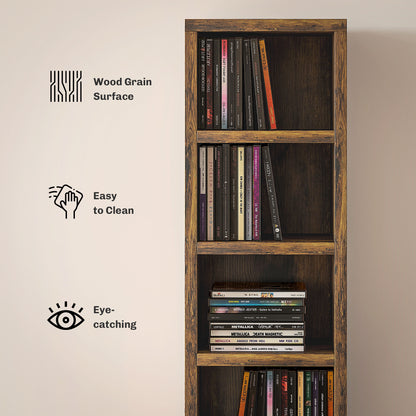 204 CD Tall Narrow Media Storage Tower - Rustic Brown / Black