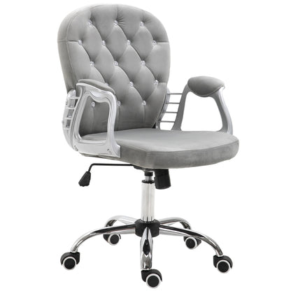 Vinsetto Height Adjustable Home Office Chair, Button Tufted Computer Chair with Padded Armrests and Tilt Function