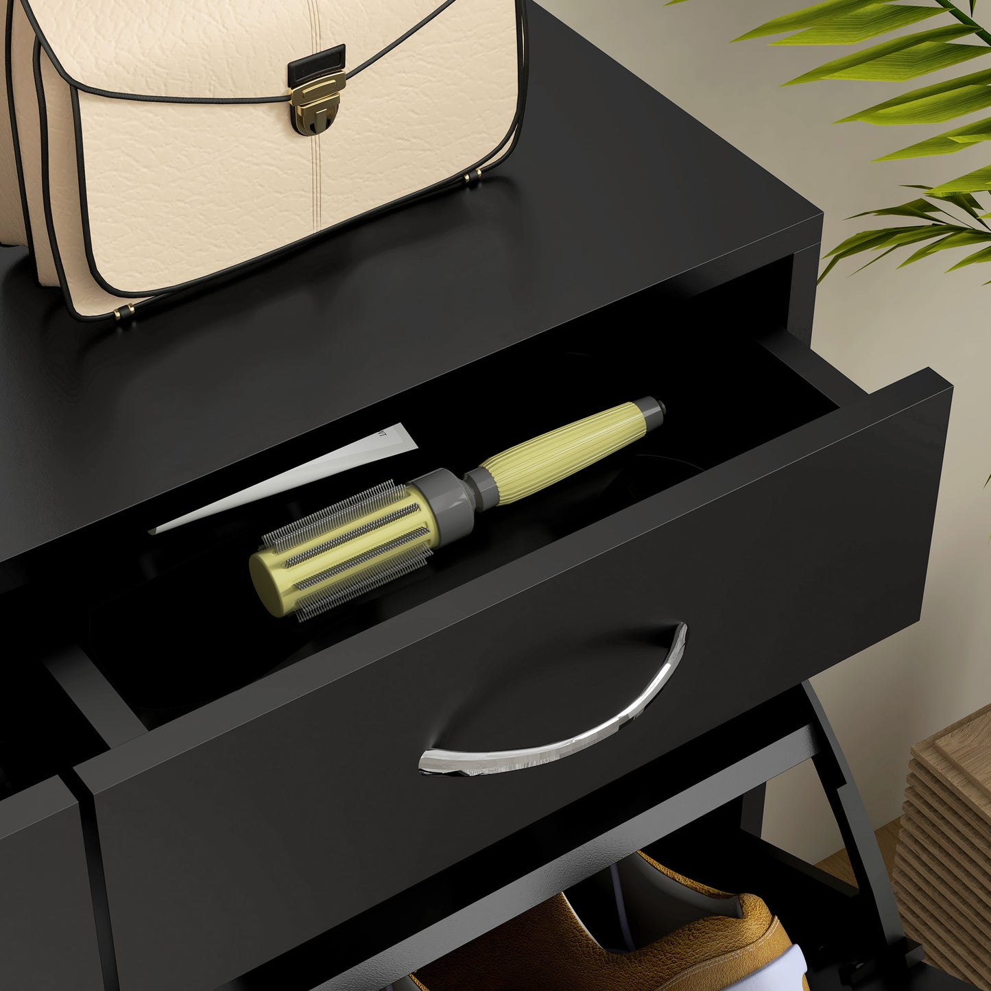 Narrow Shoe Storage with 2 Flip Drawers and Adjustable Shelves Shoe Cabinet Organiser for 12 Pairs of Shoes, Black