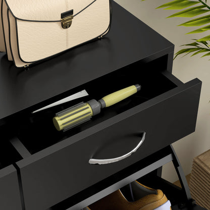 Narrow Shoe Storage with 2 Flip Drawers and Adjustable Shelves Shoe Cabinet Organiser for 12 Pairs of Shoes, Black