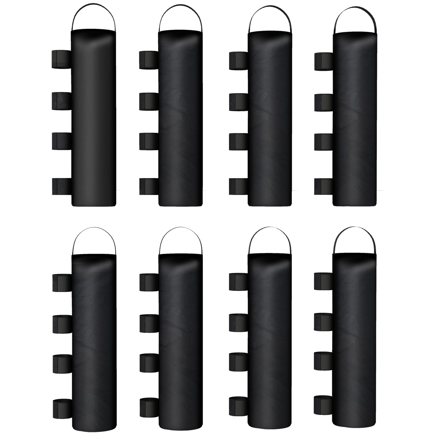 8 Pack Gazebo Sand Weight Bags | 5kg Each | 600D Oxford | Hook & Loop Fastener | Carry Handle | Legs up to 30x30mm | Black