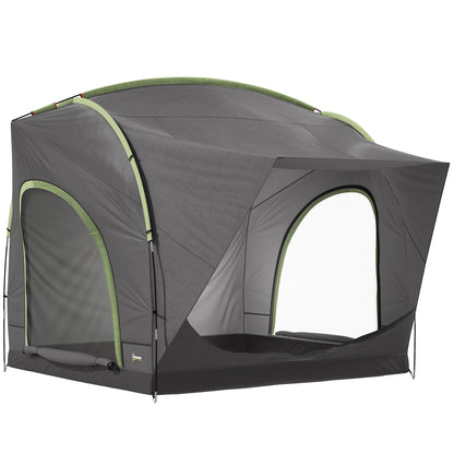 SUV Tailgate Car Tent | 2.35m Stand-Up Height | 3000mm Waterproof | Panoramic Mesh Doors | 5-15 Min Setup | Grey