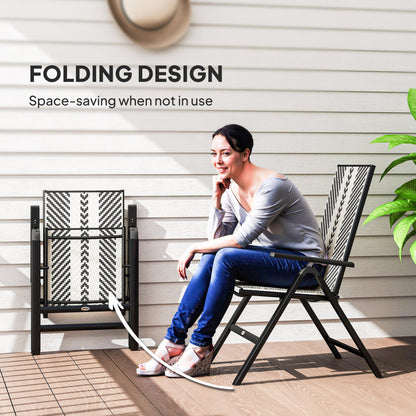 Outsunny Rattan Reclining Folding 5 Position Garden Chair - Black / Grey / Orange