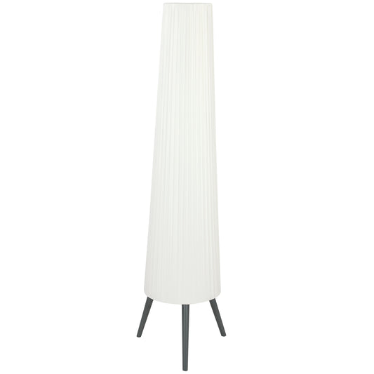 Nordic Dimmable Tripod Floor Lamp | 3-Level Foot Switch | Pleated Fabric Shade | 3000K Warm White | 10.5W 900lm | Steel & Wood Tripod Base | 46x46x153cm | 15-Min Assembly | White