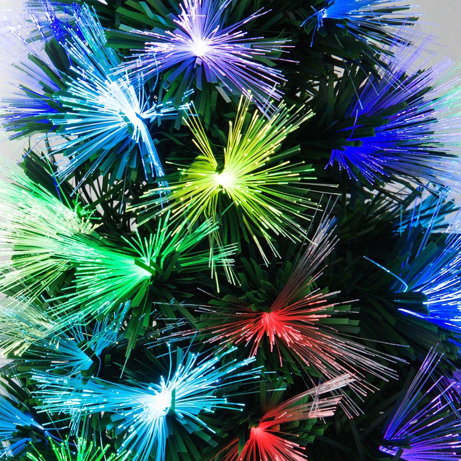 1.5m Tall Artificial Christmas Tree Fibre Optic Colourful LED Pre-Lit Holiday Home Christmas Decoration with Flash Mode, Green