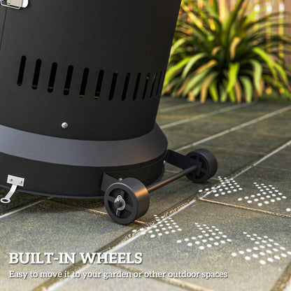 11 KW Freestanding Gas Patio Heater, Adjustable Outdoor Garden Propane Heater with Tip-Over Switch, Wheels, Pulse Ignition, Tank Room with Door