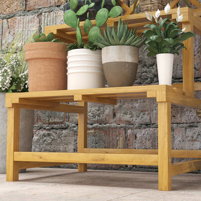 Wooden Plant Stand with Trellis, Freestanding Raised Garden Bed for Climbing Plants, Planter Box to Grow Vegetables, Herbs and Flowers for Garden, Patio, Yellow