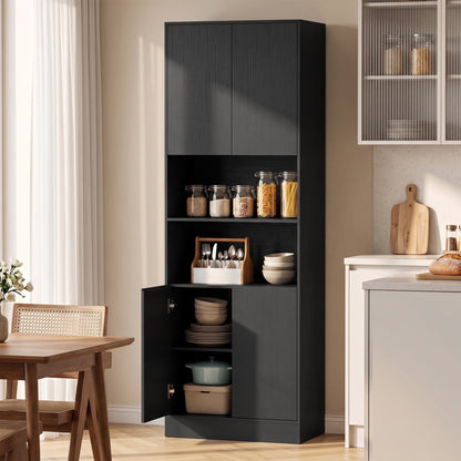 Kitchen Pantry Cabinet | 170cm Freestanding Storage Cupboard with Soft-Close Doors, 2 Colours