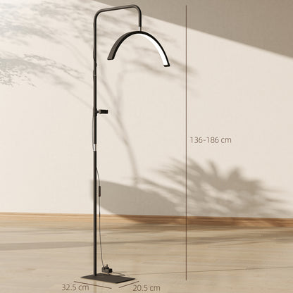 Half Moon Lash Light, Beauty Floor Lamp with 350° Rotatable Head, 7 Colour Temperature and Phone Holder, Dimmable Standing Lamp for Eyelash Extension, Tattoo, Nails, Skincare, Black