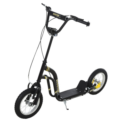 Teen Kids Stunt Scooter w/ Adjustable Handlebar, 12 Inch Rubber Tyres, Dual Brakes