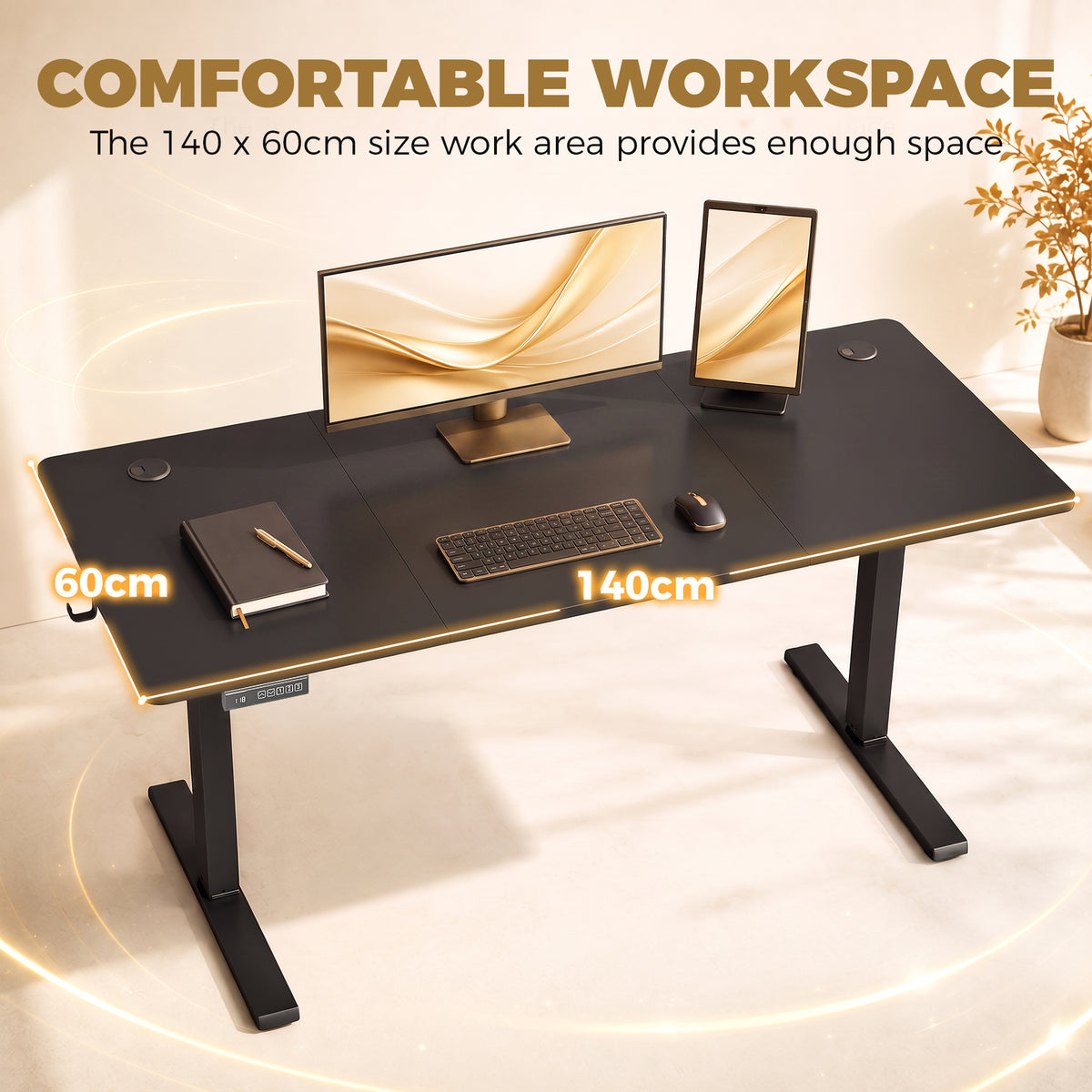 Electric Standing Desk | Black & White Height Adjustable Sit-Stand Desk 72–118cm with LED Memory