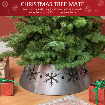 Christmas Tree Collar Base Cover 66cm with Hollow Snowflake Patterns, Decoration for Party, Holiday, Home, Silver
