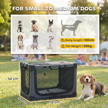 Medium Soft Dog Crate | Pop-Up 8-Rod Frame | 3-Sided Mesh | Full-Zip Closure | Removable Washable Pad | Folds to 54 x 20 x 20cm | Dogs up to 20kg | Army Green