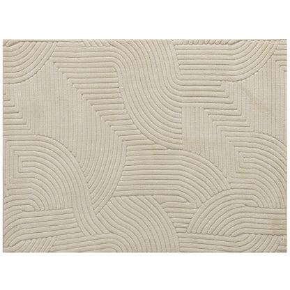 Modern Geometric Jacquard Rug | 15mm Plush Pile | Non-Slip Cotton-Polyester Backing | Reinforced Edges | 230x160cm | Cream