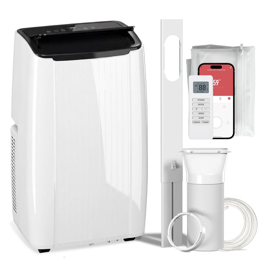 14000 BTU 5-in-1 Portable Air Conditioner | Cool, Heat, Dehumidify | WiFi | White