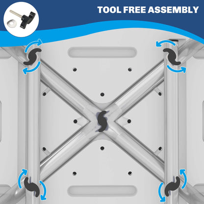Shower Stool with Backrest, Height Adjustable Chair with Anti-slip Foot Pads And Shower Head Holder, Light Blue
