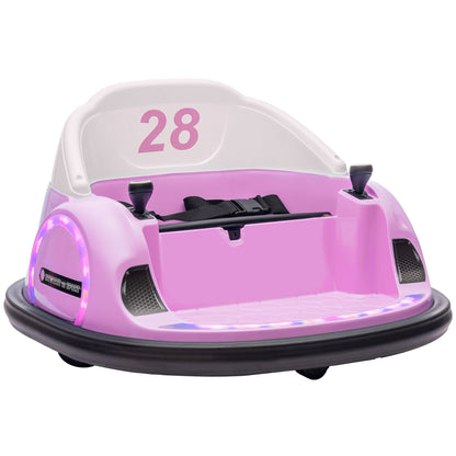 AIYAPLAY 360° Rotation Kids Bumper Car, 12V Waltzer Car with Remote Control, Dual Joysticks, Music Lights