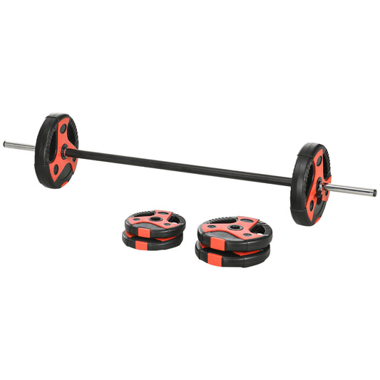SPORTNOW 20kg Barbell Free Weights Set, Adjustable, Lifting Strength Training Equipment for Home Gym Exercise
