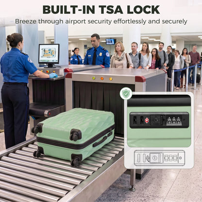 2-Piece Hard Shell Luggage Set | TSA Lock with USB Port | 20 & 12 Inch Spinner Suitcases | 41L + 14L Capacity | Green or Black