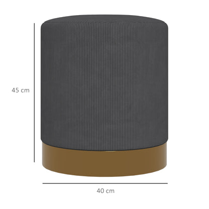 Soft Padded Corduroy Footstool - Charcoal Grey