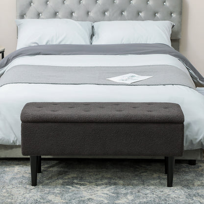 47L Teddy Fleece Storage Ottoman - Dark Grey