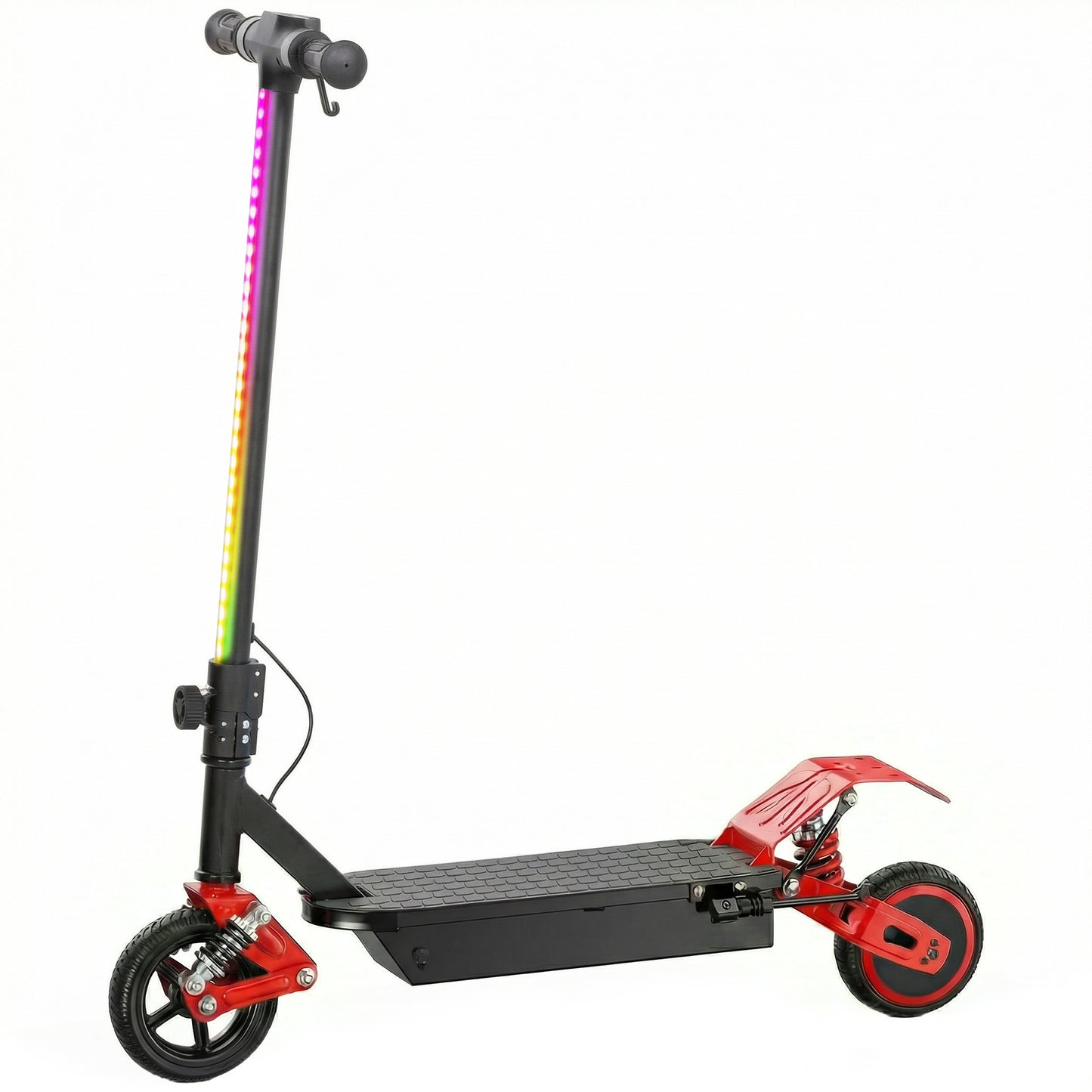 Kids Electric Scooter – 200W Motor, 15km/h, 6km Range, Dual Suspension, LCD Display, LED Lights, Foldable, Ages 6–14 – Red