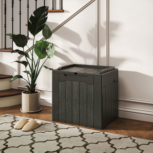 107 L Plastic Storage Chest with Lid - Charcoal Grey