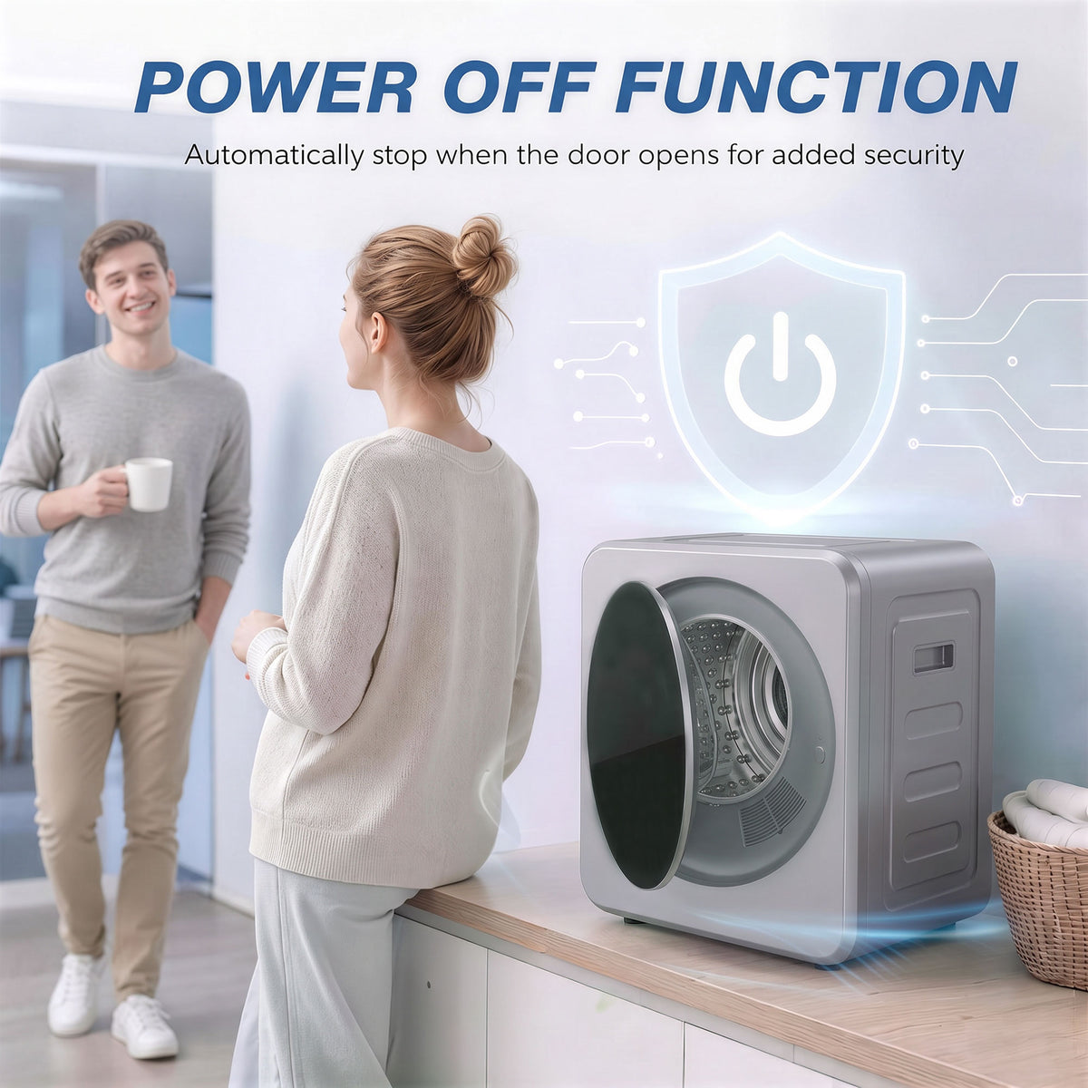 Compact Vented Tumble Dryer | Silver | 48x44x57cm | 800W | 4kg Wet 2.5kg Dry | 60°C Sterilise | Reverse Tumble | Touchscreen | Freestanding Stackable Wall-Mount | IPX4 | Auto-Stop