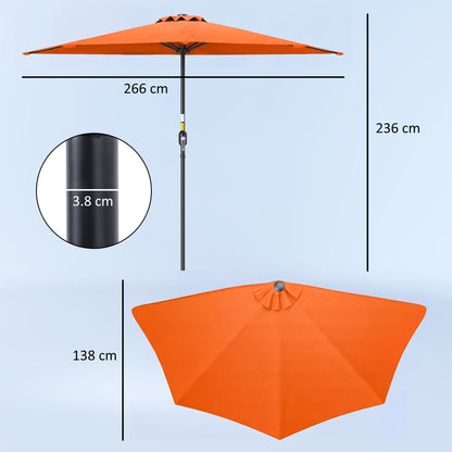 Half Round Wall Parasol Umbrella | UV & Splash Resistant Polyester | Powder-Coated Metal Frame | Crank Handle | Ideal for Balcony Patio & Small Gardens | 269x138x236cm | Orange