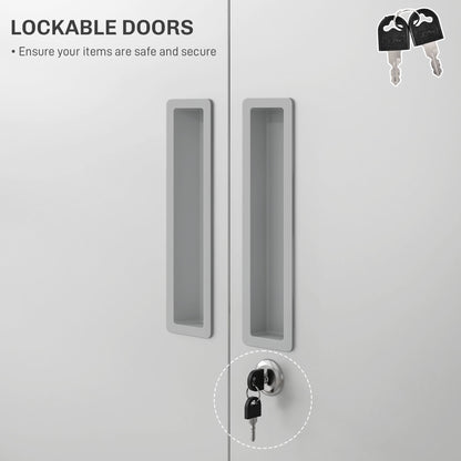 Five Shelf Lockable Steel Office Storage Cupboard Cabinet Organiser - White