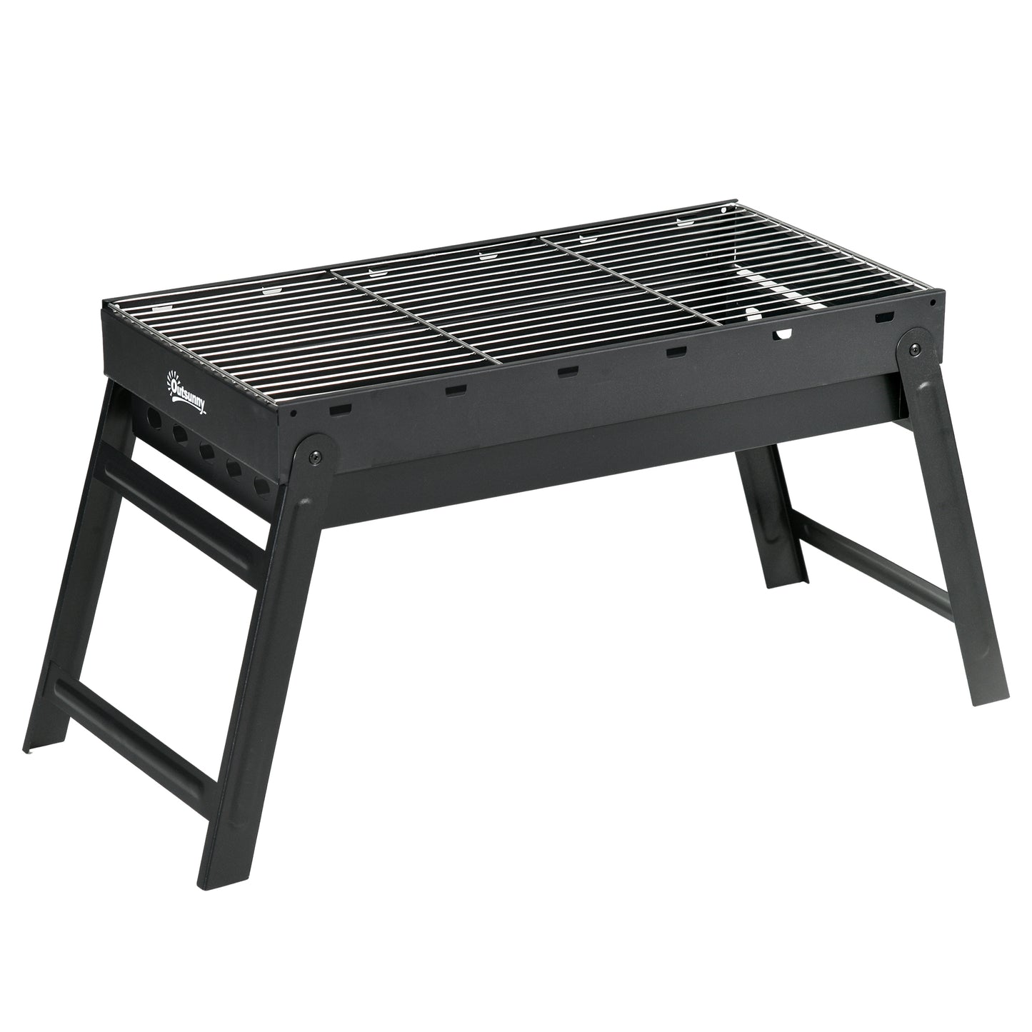 Outsunny Foldable Picnic Camping Charcoal Grill - Black