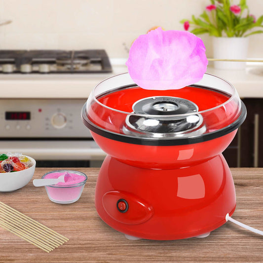 450W Electric Candyfloss Machine Kit Non-Stick Plates Fairground Fun Children Adult Party Gift Home Sweet Metal Body w/ Accessories