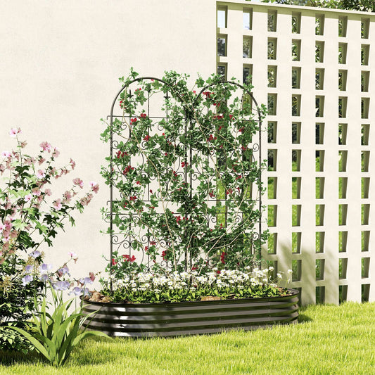 Set of 2 Metal Garden Trellis, Decorative Trellis Panels for Climbing Outdoor Plants, Vegetables, Vines, Flowers, 150 x 50 cm, Scrollwork