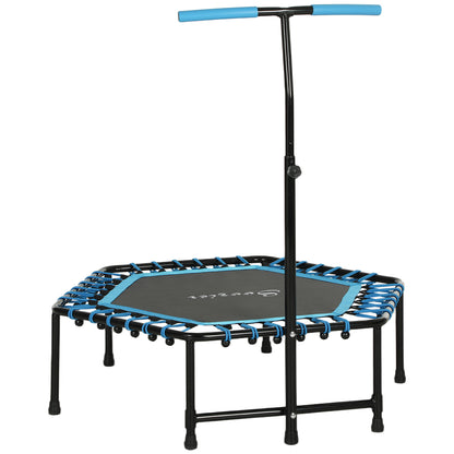 Adult Fitness Rebounder Trampoline | 45" | Bungee Cord | 12-Colour LED & Remote | 3-Height Adjustable Handle | 100kg | Blue
