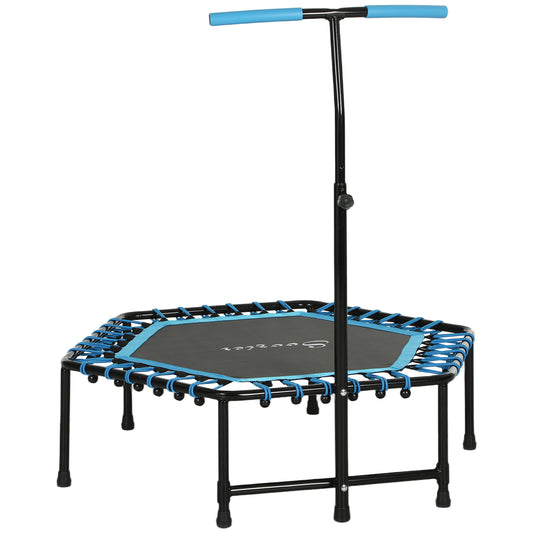 Adult Fitness Rebounder Trampoline | 45" | Bungee Cord | 12-Colour LED & Remote | 3-Height Adjustable Handle | 100kg | Blue