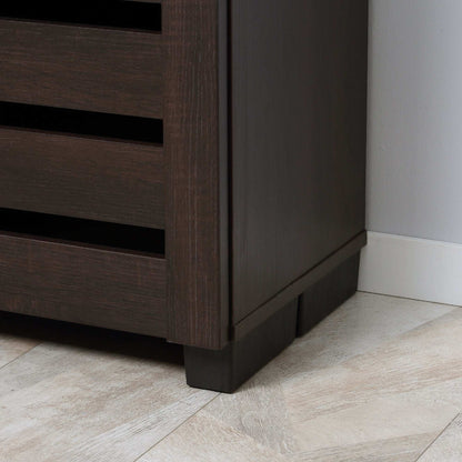 5-Tier Narrow Shoe Cabinet with Adjustable Shelves - Dark Brown