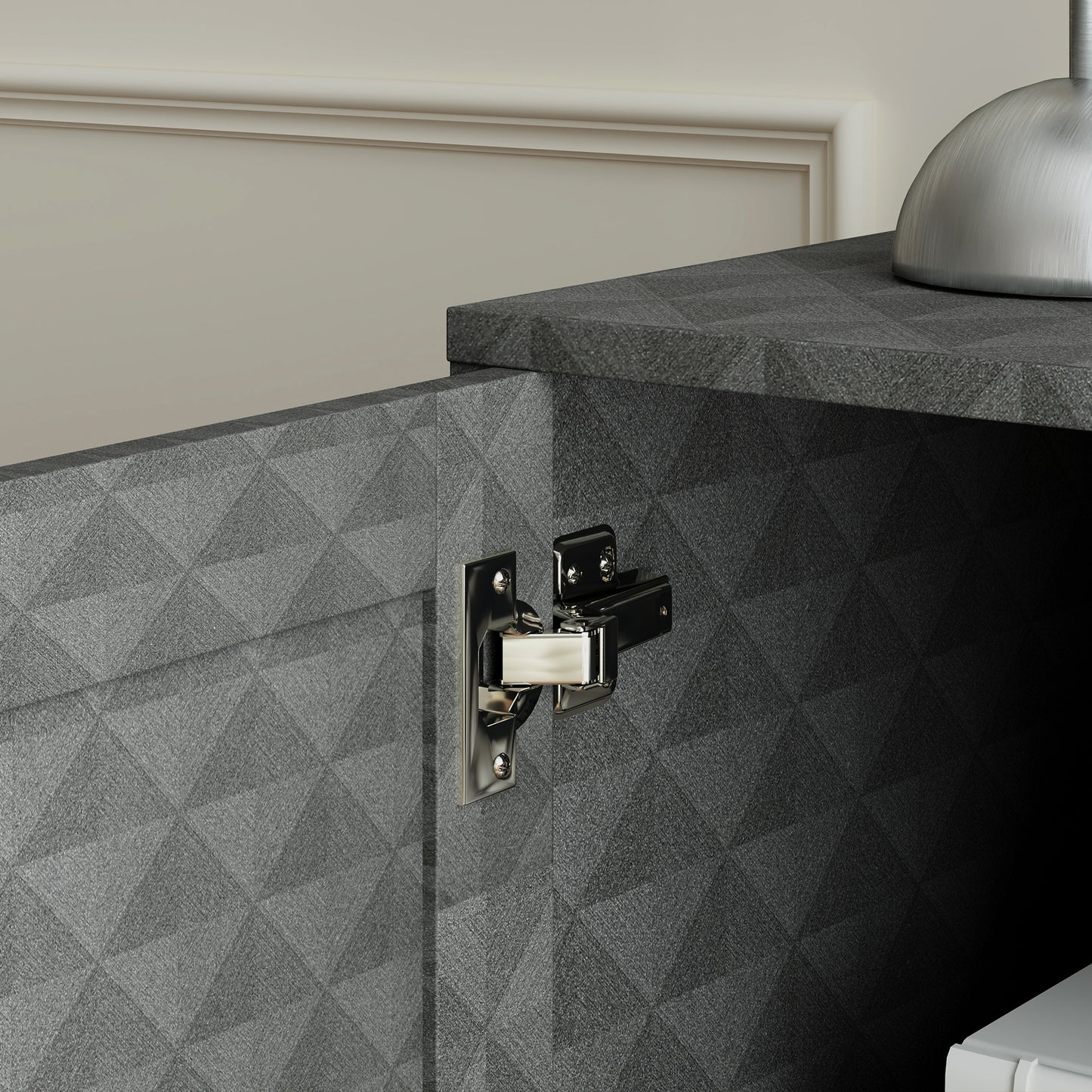 Sideboard with Adjustable Shelf, Freestanding Sideboard Storage Cabinet with Open Compartment and 2 Drawers, Grey