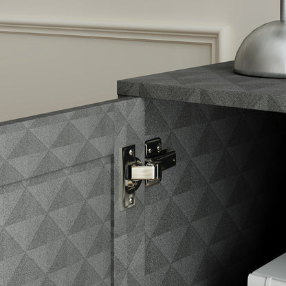 Sideboard with Adjustable Shelf, Freestanding Sideboard Storage Cabinet with Open Compartment and 2 Drawers, Grey