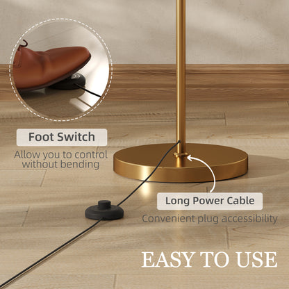 LED Floor Lamp with Remote Control - Gold Tone