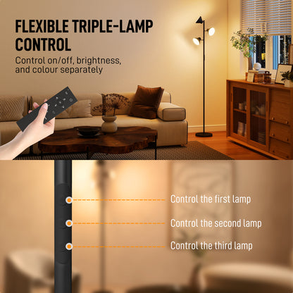 Three-Lamp Multi-Adjustable Floor Light - Black