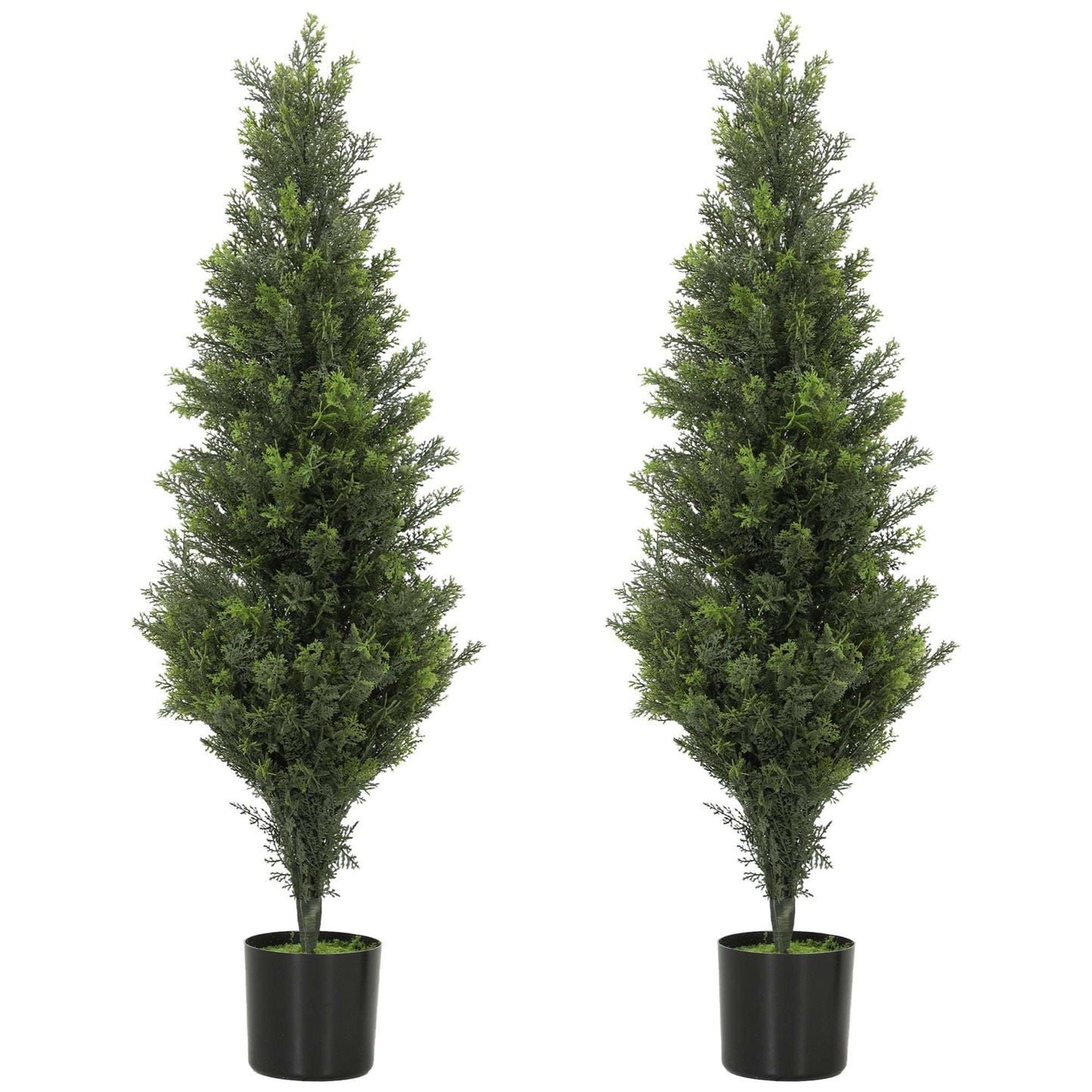 Set of 2 Artificial Cypress Trees | 90cm | 564 PE Leaves | Shapeable Branches | Cement Base | No Maintenance | Green